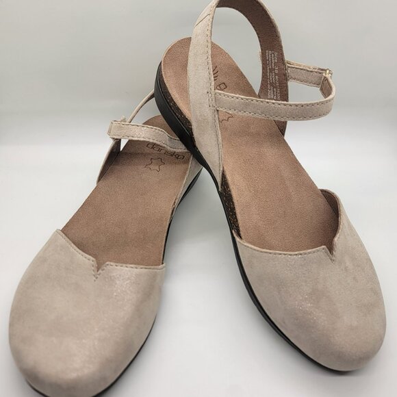 Dansko Rowan Suede Ankle Strap Clogs Beige Sparkle Leather Size 38 Comfort Shoes - Picture 10 of 16